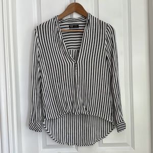Zara TRF Black and white stripe blouse.